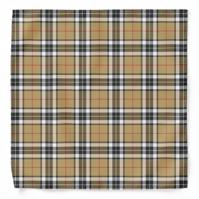 Thomson Camel Tartan Plaid Pattern Family Fashion Bandana (Front)