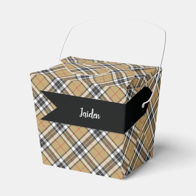 Thomson Camel Tartan Plaid Pattern Family Fashion Favor Boxes (Front Side)