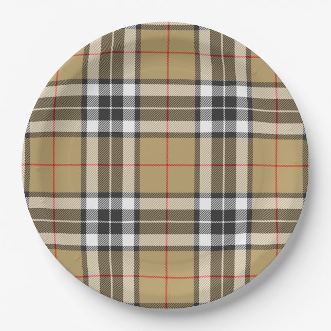 Thomson Camel Tartan Plaid Pattern Family Fashion Paper Plates (Front)
