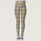 Dark Green Black Brown Scottish Tartan Plaid Leggings