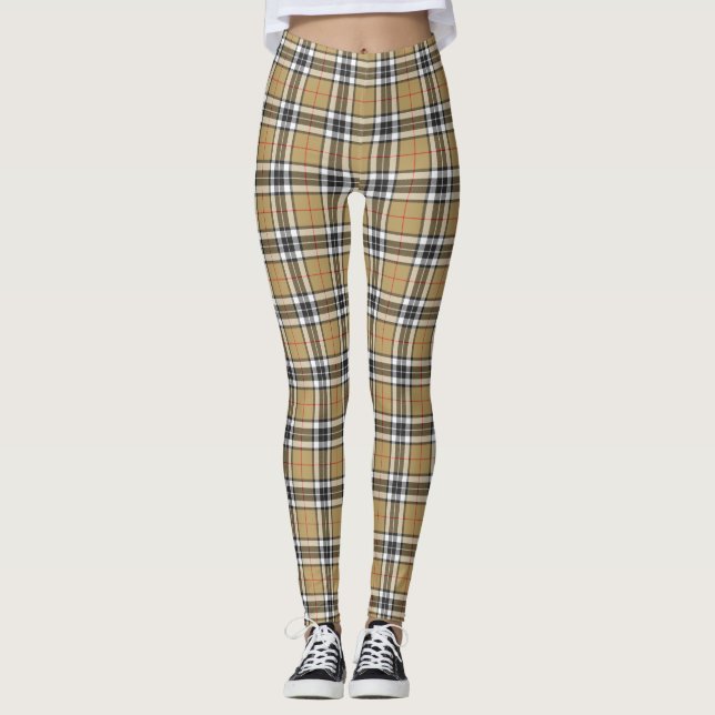 Thomson Camel Tartan Plaid Pattern Family Smaller Leggings (Front)
