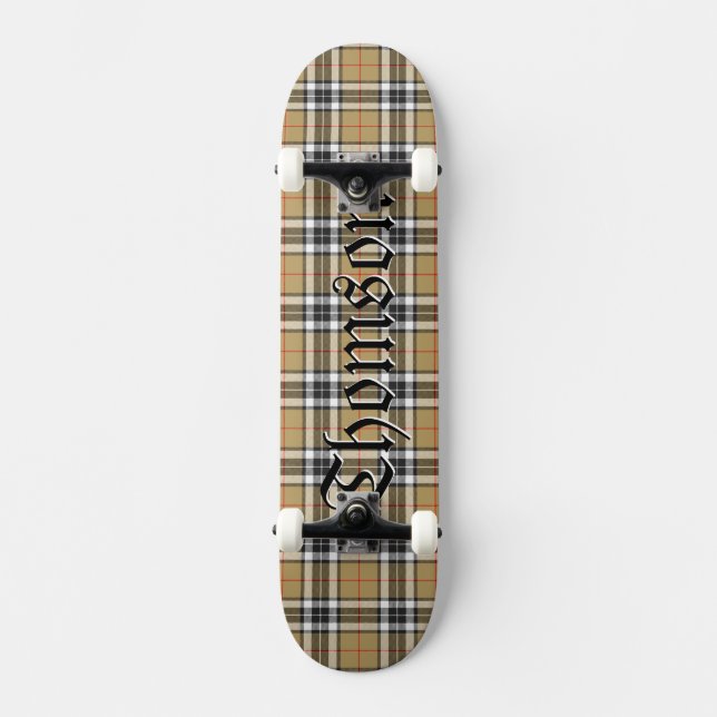 Thomson Clan Tartan Scottish Plaid Pattern Skateboard (Front)