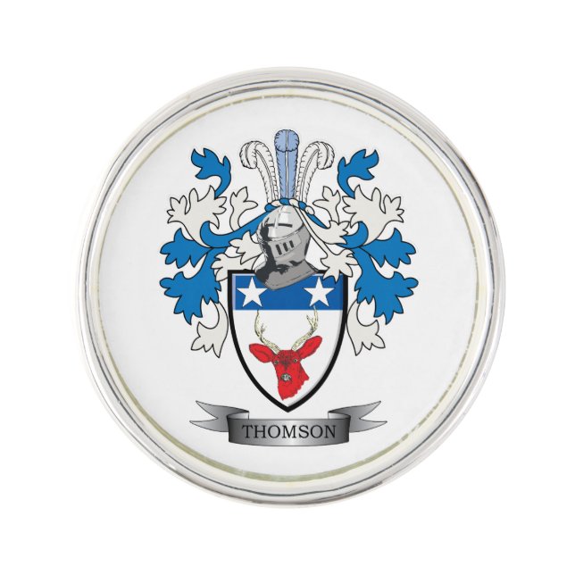 Thomson Family Crest Coat of Arms Pin (Front)