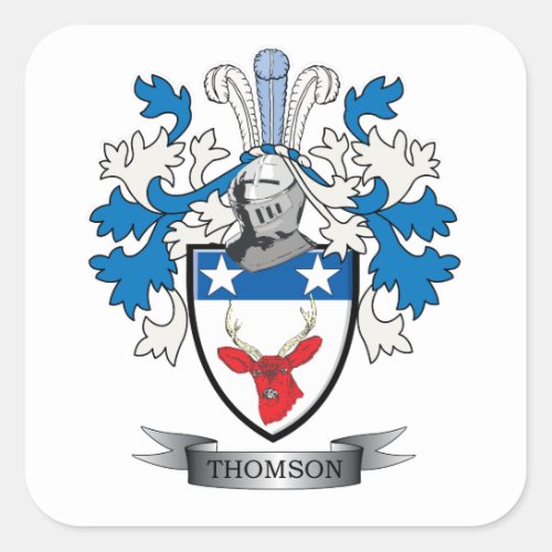 Thomson Family Crest Coat of Arms Square Sticker