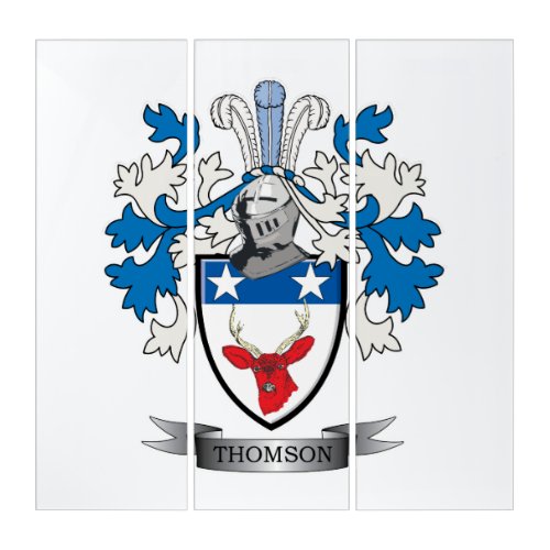 Thomson Family Crest Coat of Arms Triptych