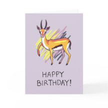 Thomson’s Gazelle Drawing Fun Happy Birthday Card