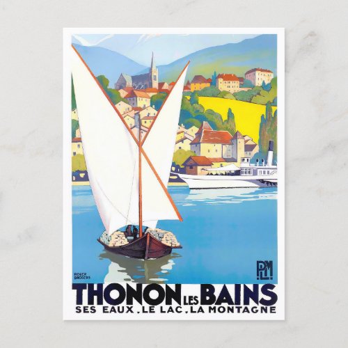 Thonon Les Bains France vintage travel Postcard