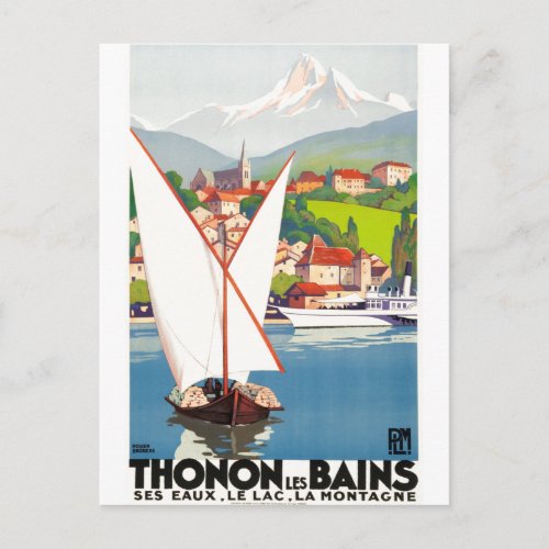 Thonon Les Bains French Travel Advertisement Postcard