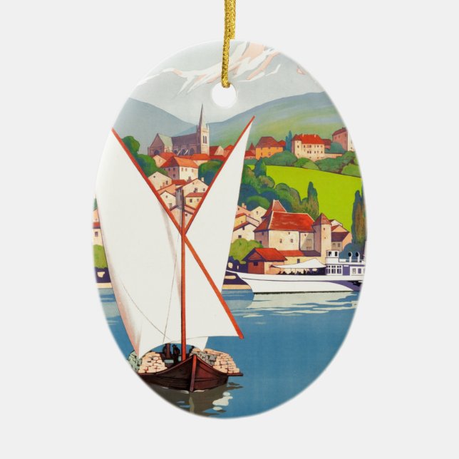 Thonon Les Bains French Travel Europe Ceramic Ornament (Front)