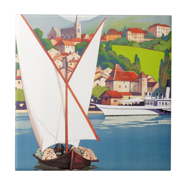 Thonon Les Bains French Travel Europe Ceramic Tile (Front)