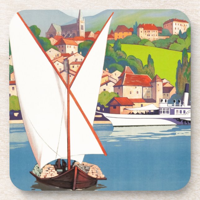 Thonon Les Bains French Travel Europe Drink Coaster (Front)