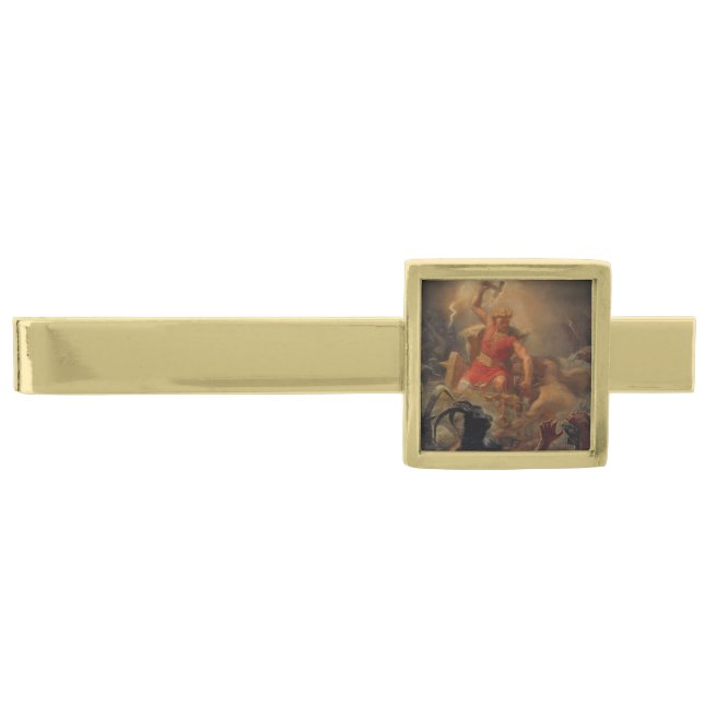 Thor Battles the Giants Gold Finish Tie Clip (Front)