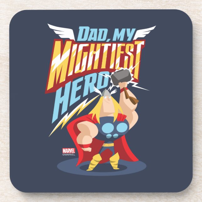 Thor | Dad, My Mightiest Hero Beverage Coaster (Front)
