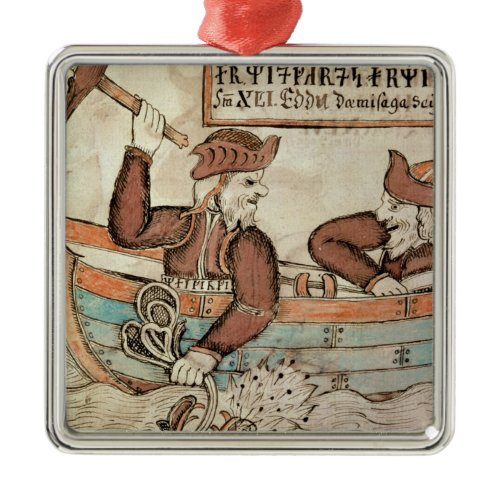 Thor fishing for the serpent of Midgard Metal Ornament