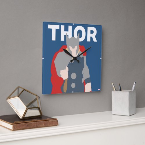 Thor Flat Color Character Art Square Wall Clock