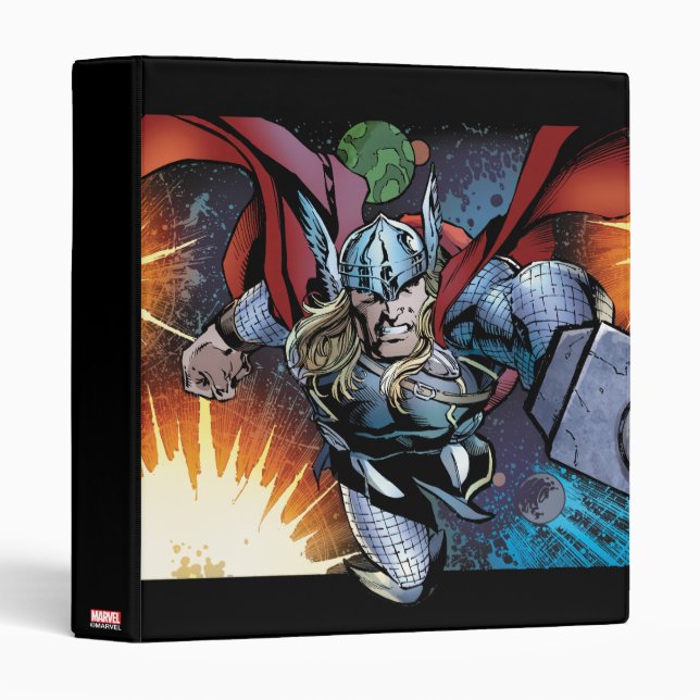 Thor Flying Through Space Comic Panel 3 Ring Binder (Front/Spine)