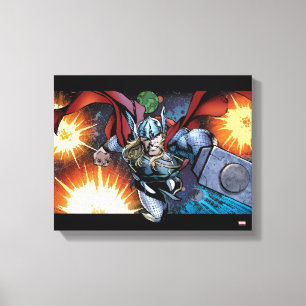 Thor Flying Through Space Comic Panel Canvas Print