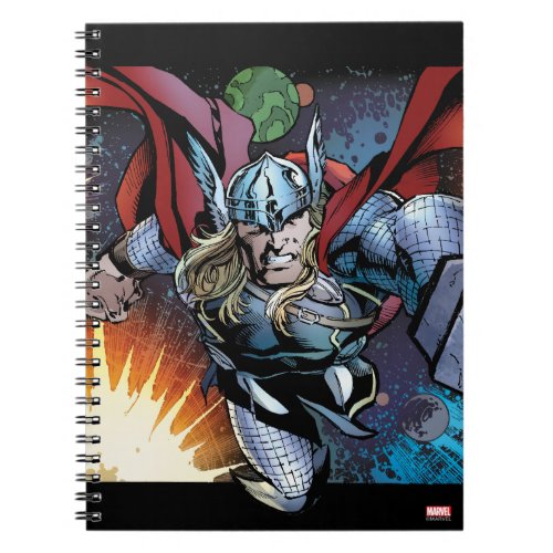 Thor Flying Through Space Comic Panel Notebook