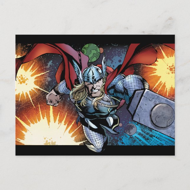 Thor Flying Through Space Comic Panel Postcard (Front)