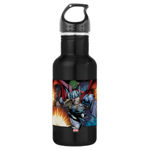 Thor Flying Through Space Comic Panel Stainless Steel Water Bottle