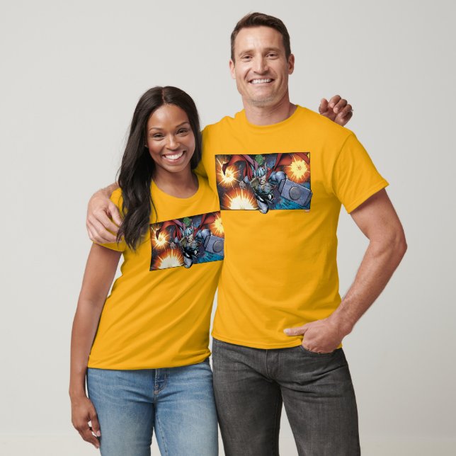 Thor Flying Through Space Comic Panel T-Shirt (Unisex)