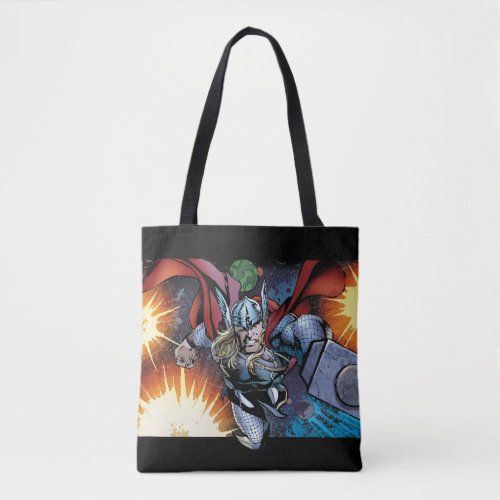 Thor Flying Through Space Comic Panel Tote Bag