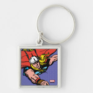 Thor Flying With Mjolnir Keychain