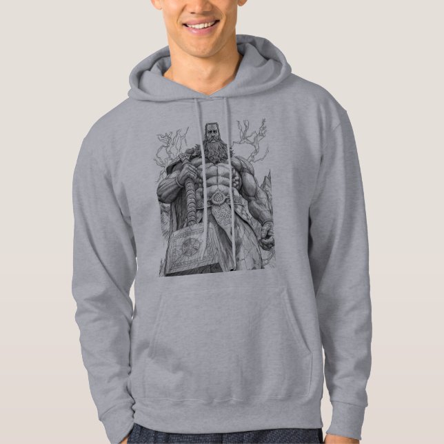 Thor God of Thunder Mjolnir Sketch Art Hoodie (Front)