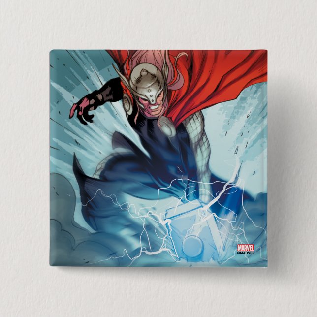 Thor Hammer Comic Panel Button (Front)