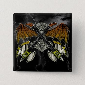 Thor Hammer Of The Gods Guitars Pinback Button by themonsterstore at Zazzle
