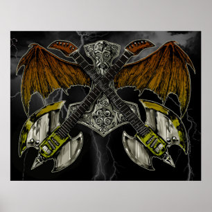 Thor Hammer of the Gods Guitars Poster