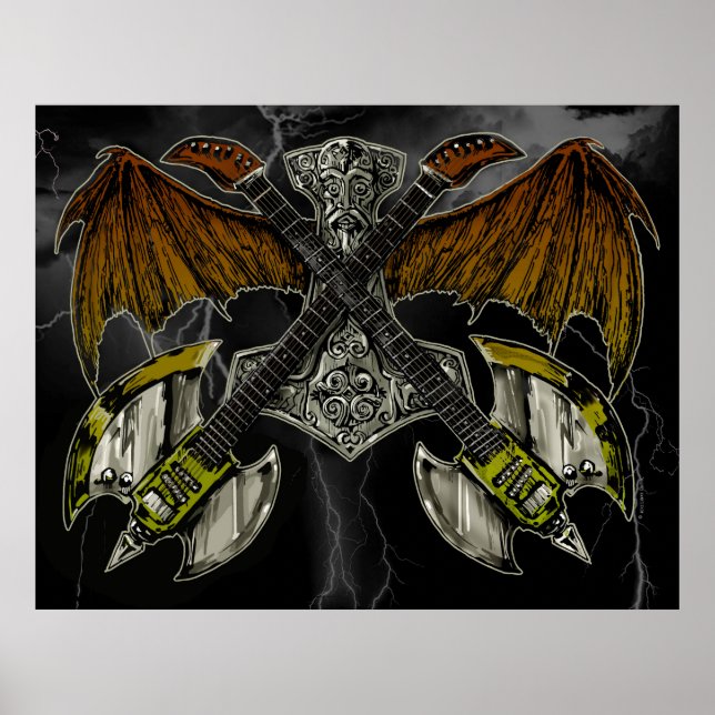 Thor Hammer of the Gods Guitars Poster (Front)