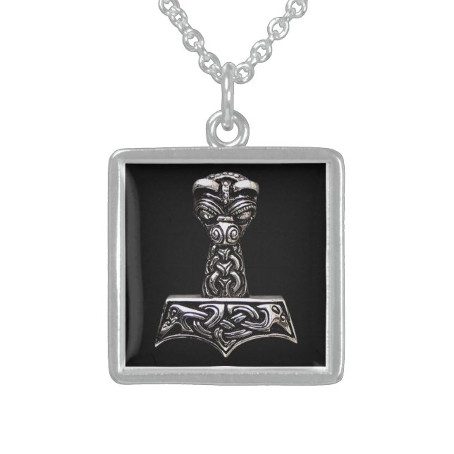 thor hammer sterling silver necklace (Front)