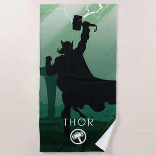 Thor Heroic Silhouette Beach Towel