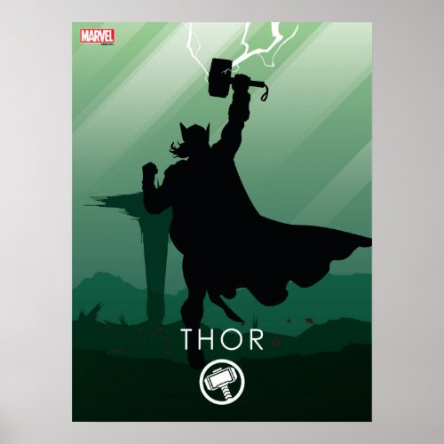 Thor Heroic Silhouette Poster