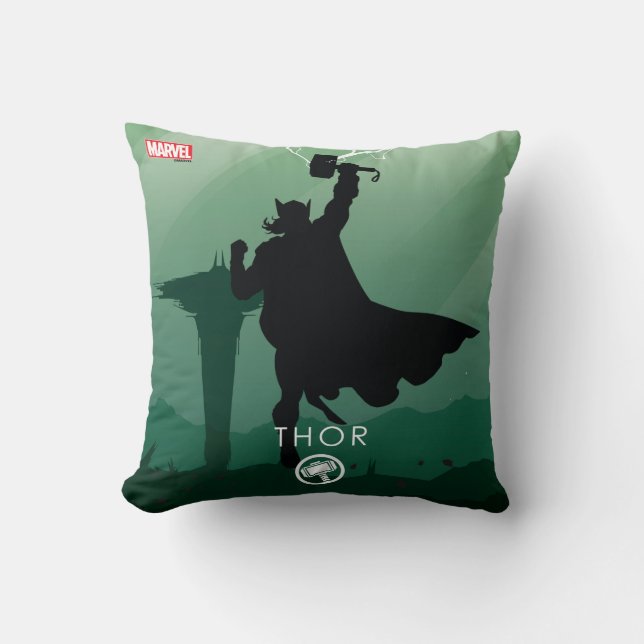 Thor Heroic Silhouette Throw Pillow (Front)