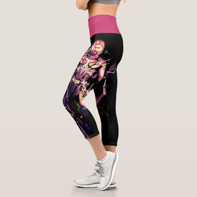 Thor Illustrated Character Art Capri Leggings (Left)
