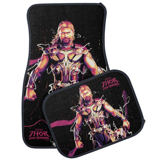 Thor Illustrated Character Art Car Floor Mat (Set)