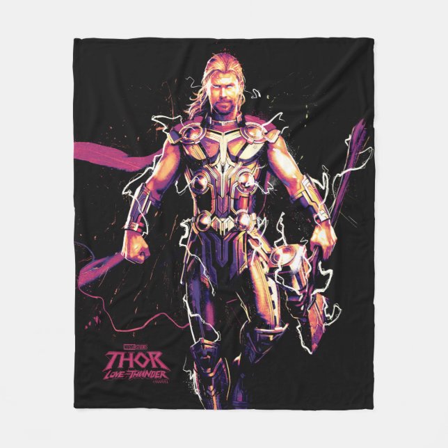 Thor Illustrated Character Art Fleece Blanket (Front)
