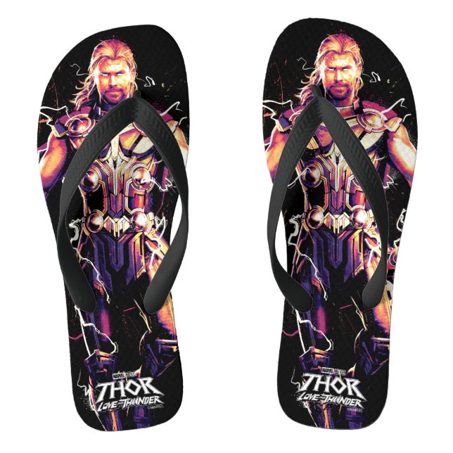 Thor Illustrated Character Art Flip Flops (Footbed)