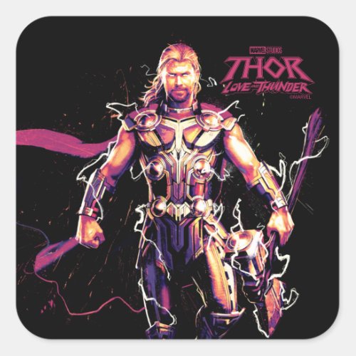 Thor Illustrated Character Art Square Sticker