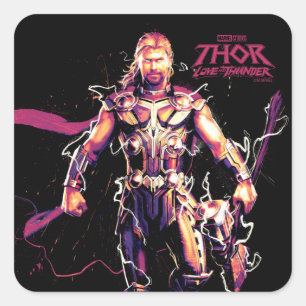 Thor Illustrated Character Art Square Sticker