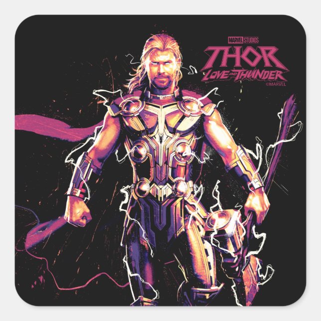 Thor Illustrated Character Art Square Sticker (Front)