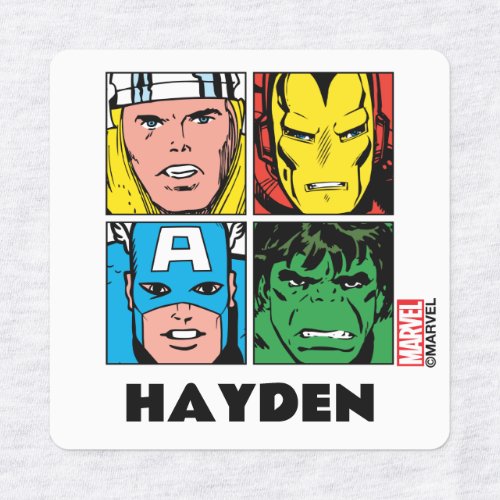 Thor Iron Man Captain America Hulk Pattern Kids Labels