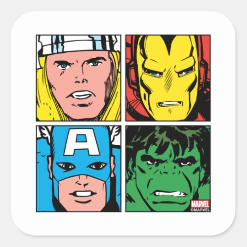 Thor Iron Man Captain America Hulk Pattern Square Sticker