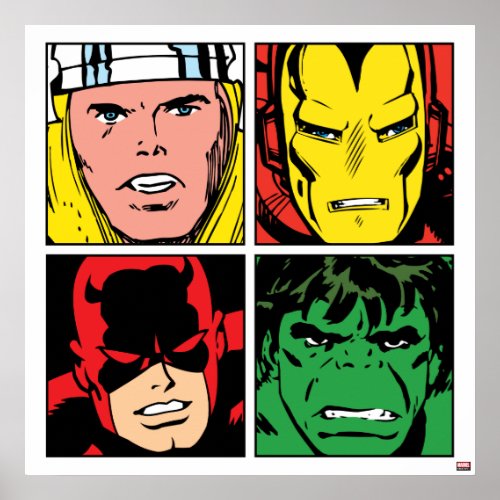 Thor Iron Man Daredevil Hulk Pattern Poster