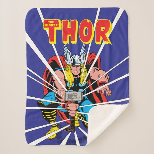 Thor Kneeling With Mjolnir Graphic Sherpa Blanket
