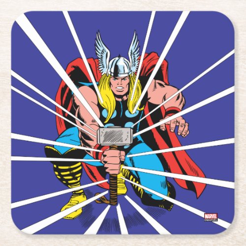 Thor Kneeling With Mjolnir Graphic Square Paper Coaster