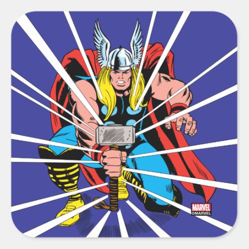 Thor Kneeling With Mjolnir Graphic Square Sticker