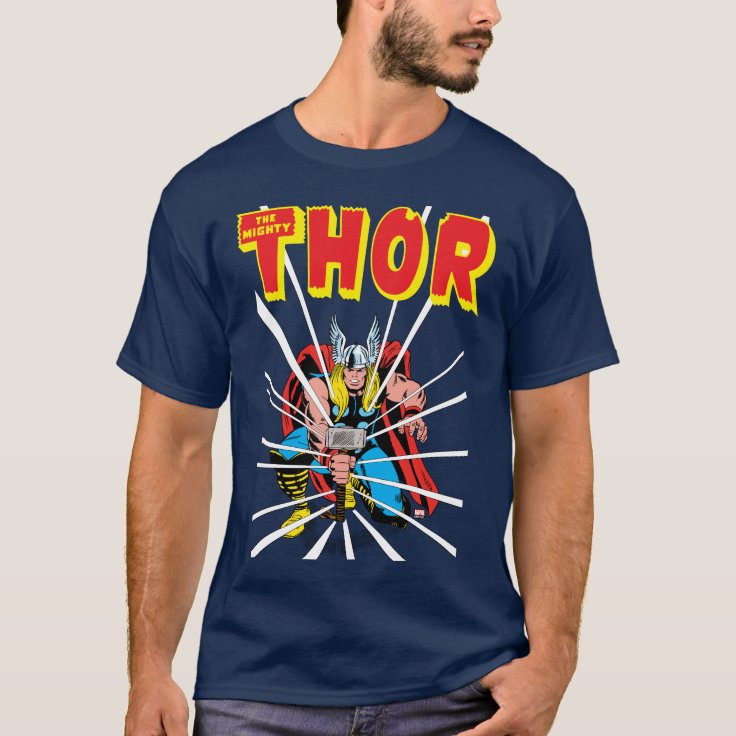 Thor Kneeling With Mjolnir Graphic T-Shirt | Zazzle